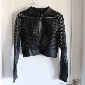 Women’s Black Leather Crop Jacket